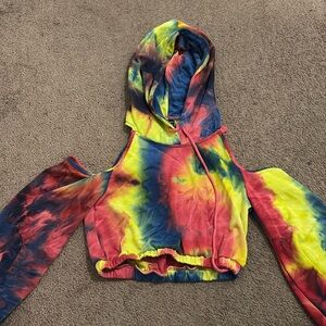 Crop top tie die hoodie